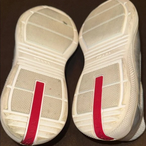 Prada Metallic Silver and White Sneakers - Picture 6 of 6